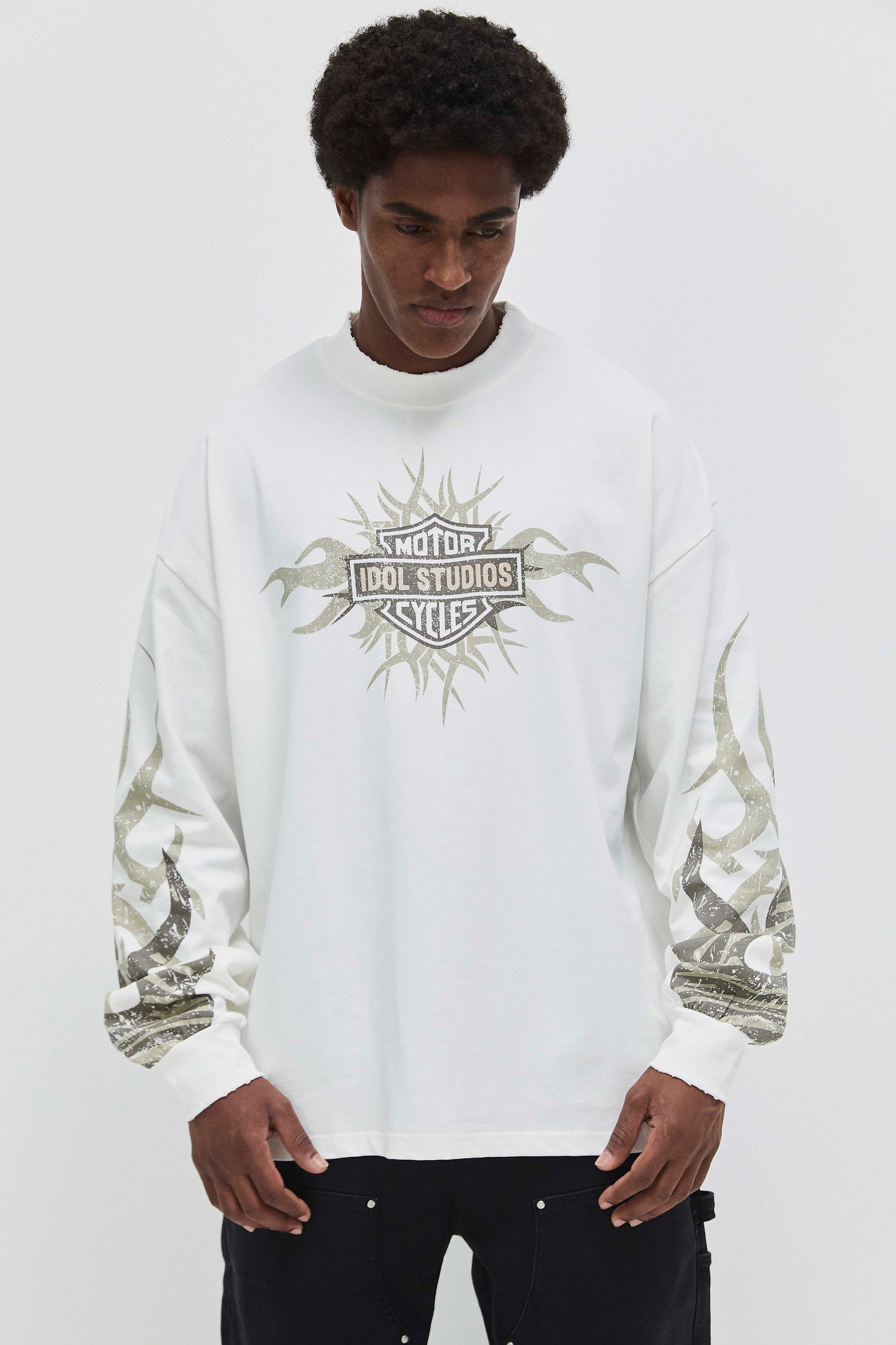 Motorcycle idol long sleeve shirt - stone