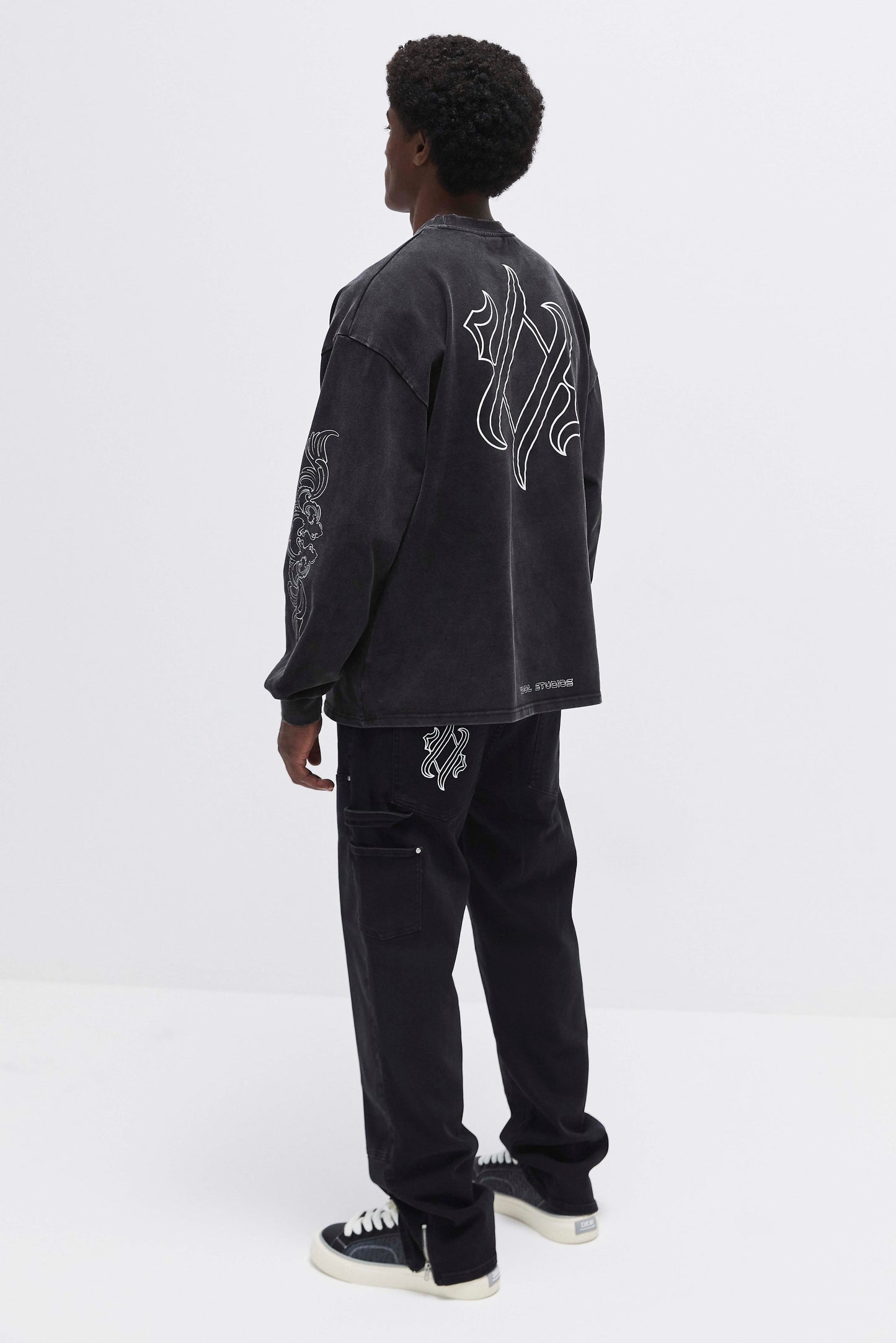 Knifes long sleeve shirt - washed black Idolstudios