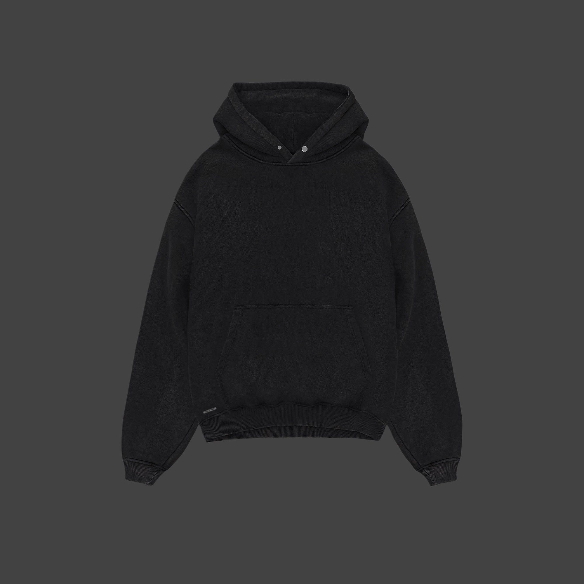 Blank black washed hoodie – IDOL STUDIOS - Main Image