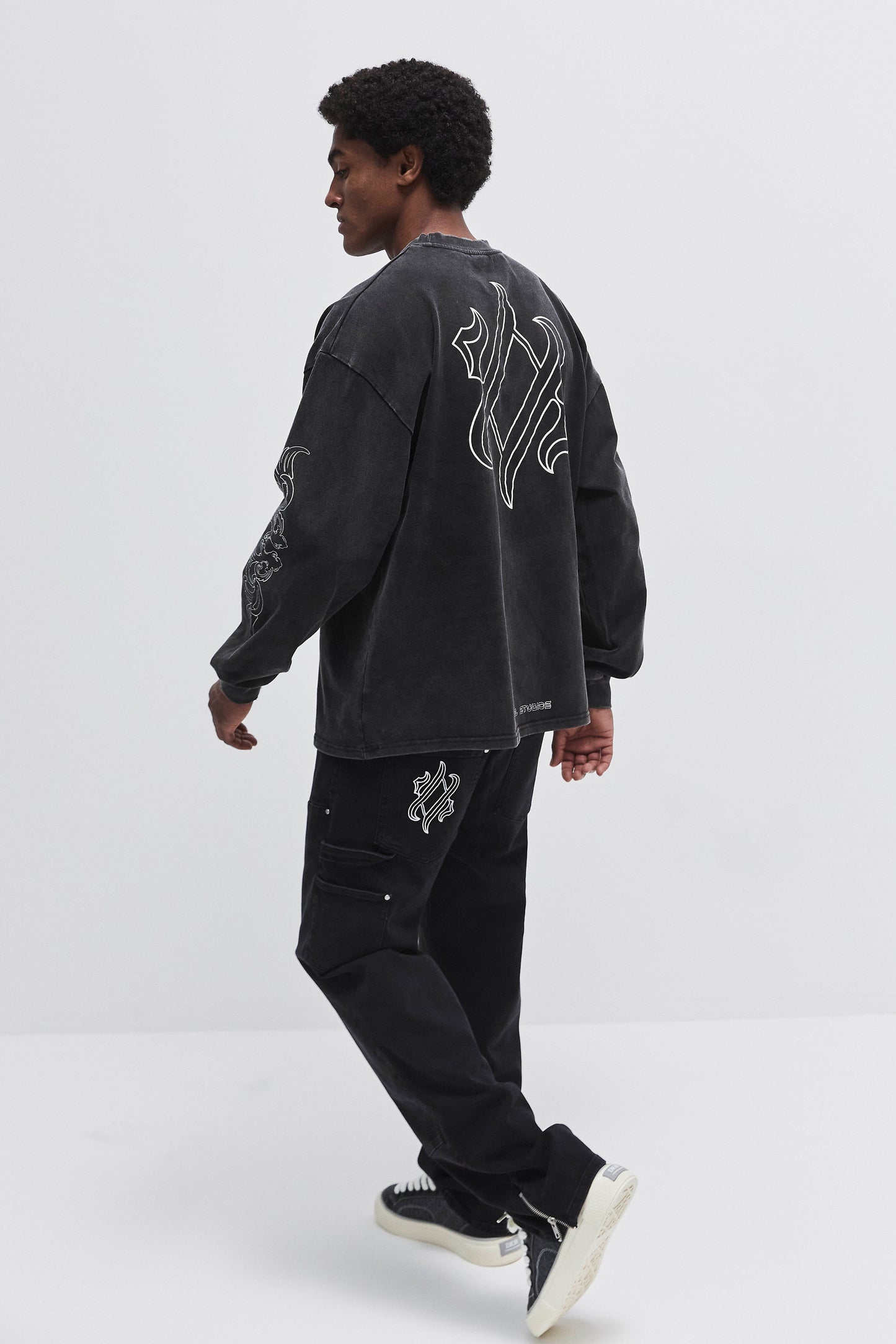 Knifes long sleeve shirt - washed black