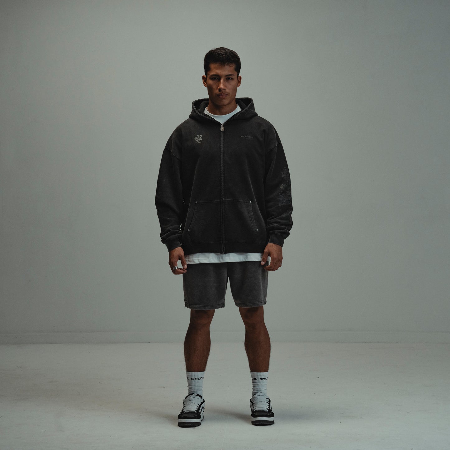 Eclipse of Power - acid wash black Hoodie