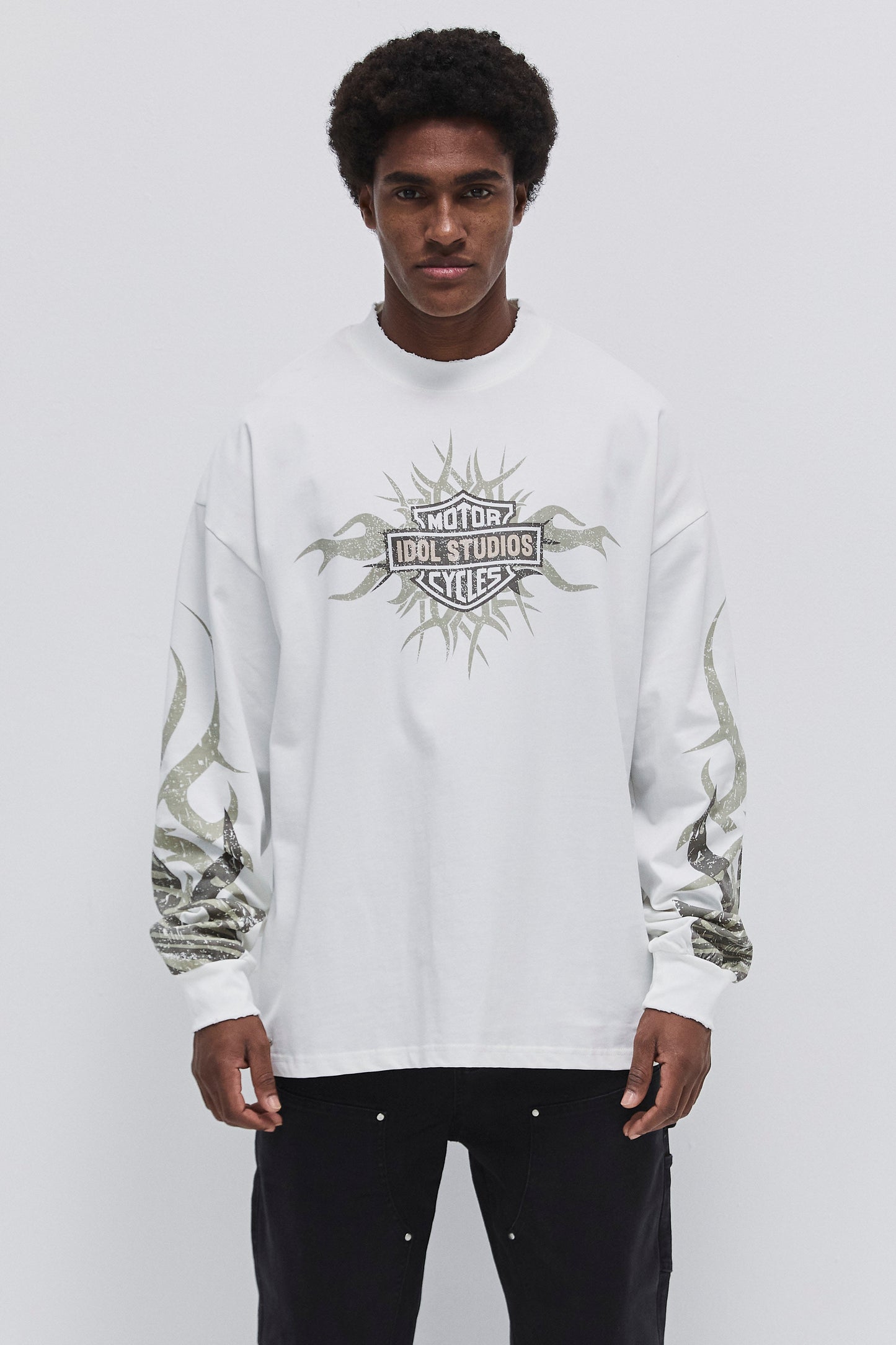 Motorcycle idol long sleeve shirt - stone