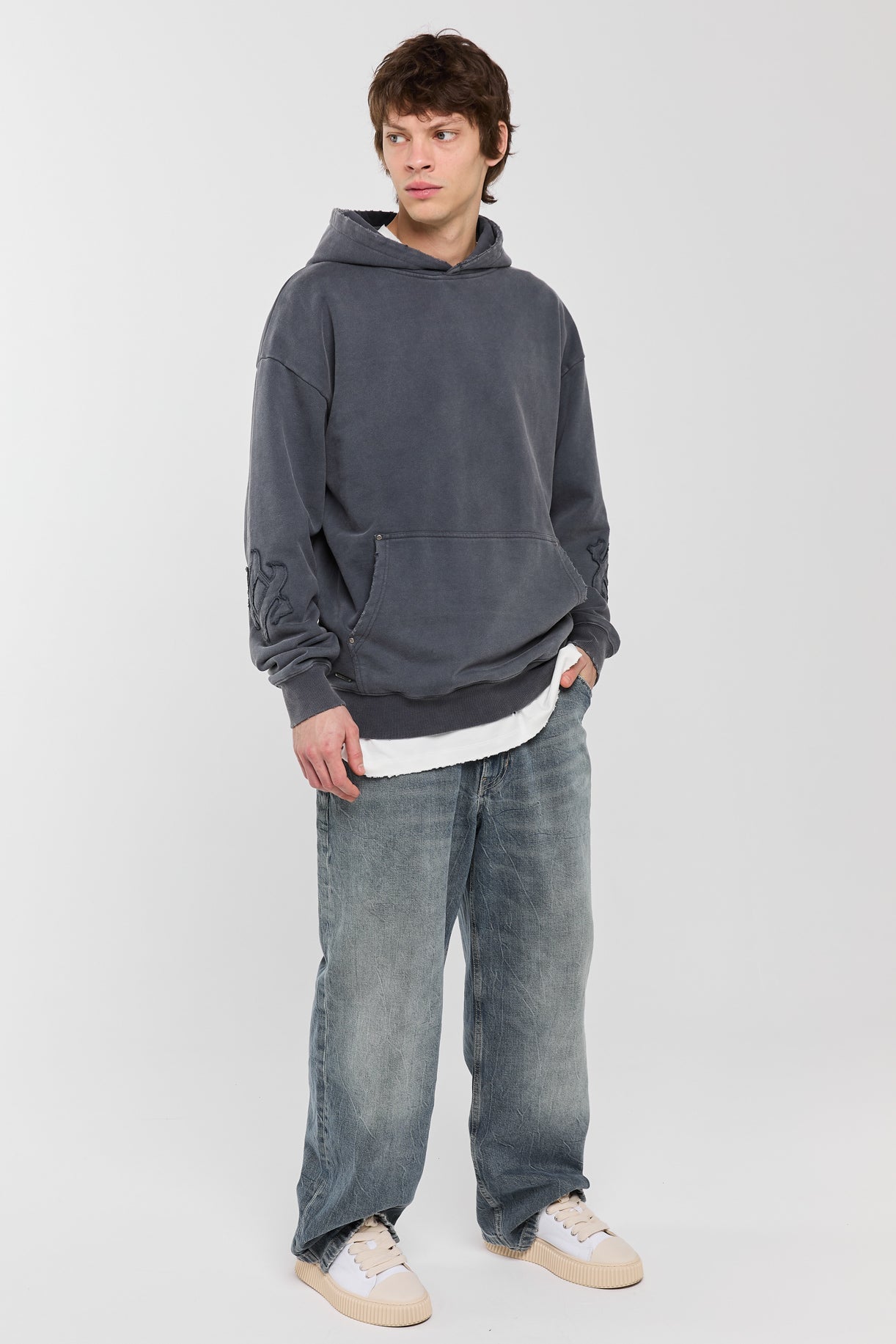 ASHEN - WASHED GREY HOODIE Idolstudios