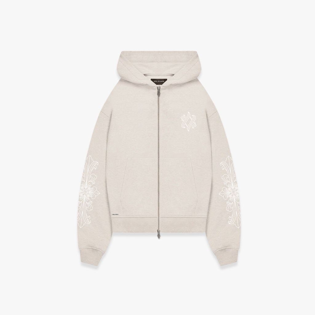 IVORY - BEIGE ZIP HOODIE Idolstudios