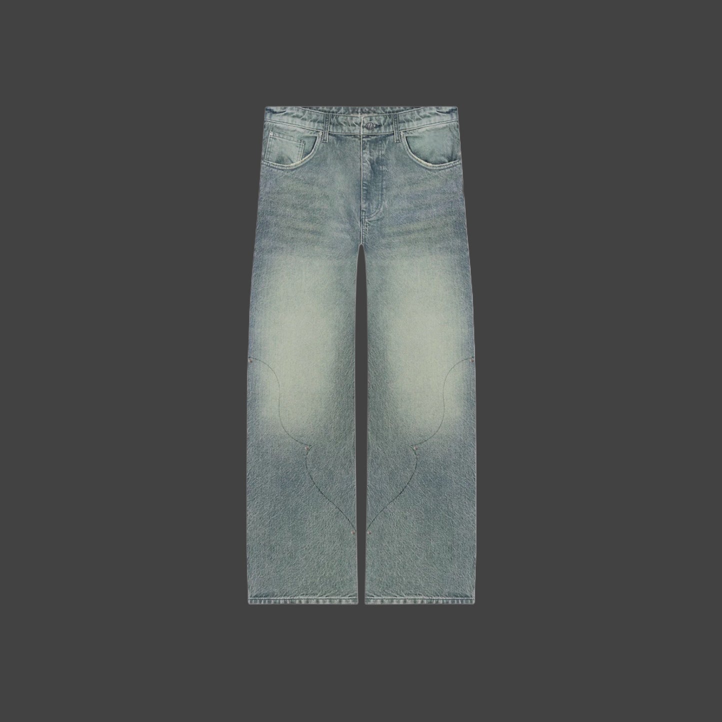 CUT OUT WASHED BLUE DENIM