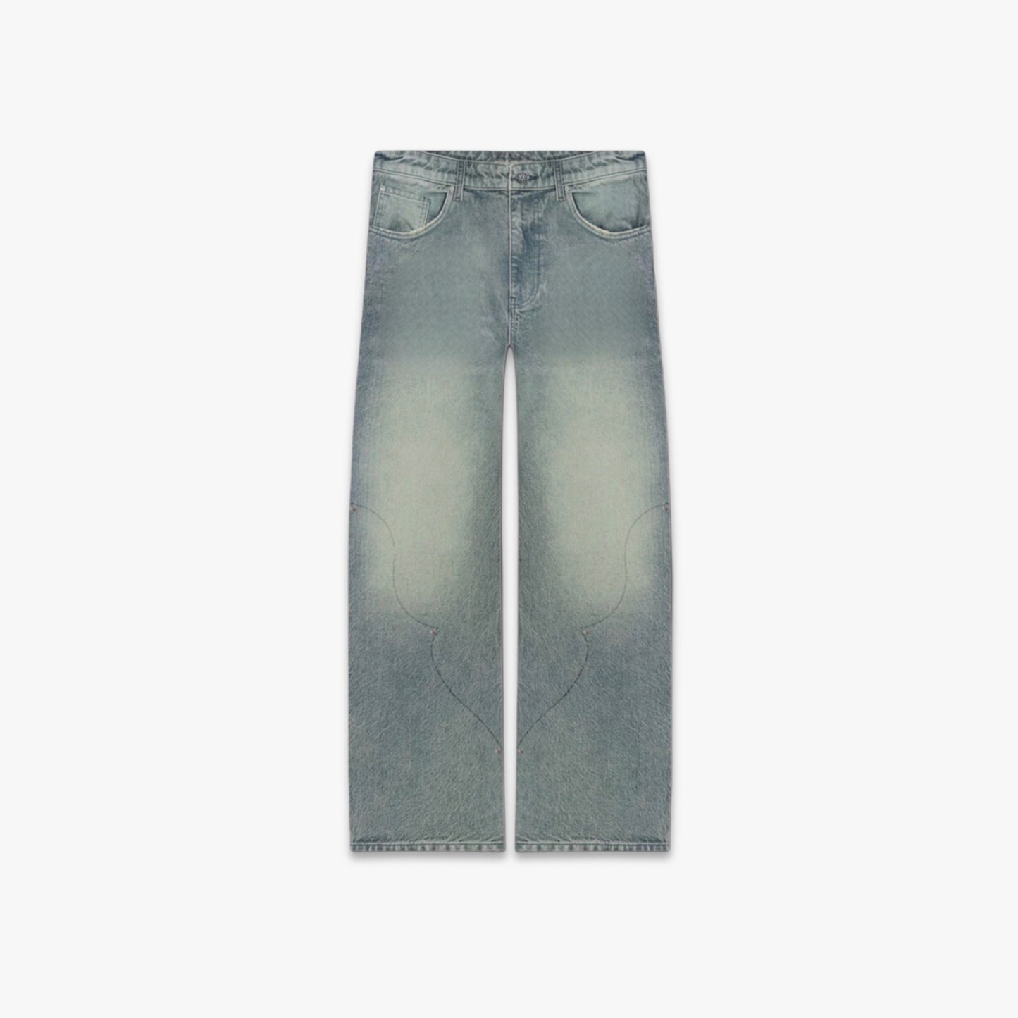 CUT OUT WASHED BLUE DENIM