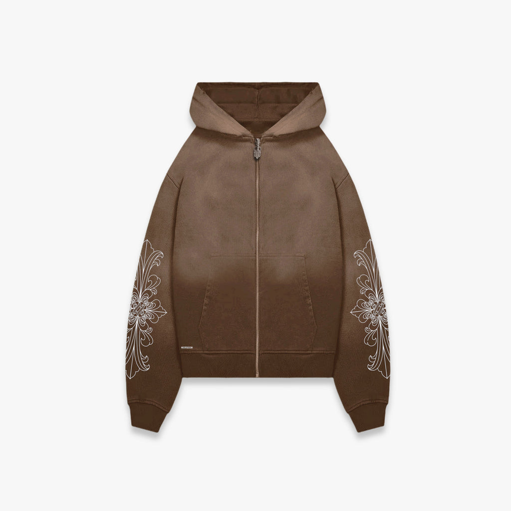 EARTH - BROWN ZIP HOODIE Idolstudios