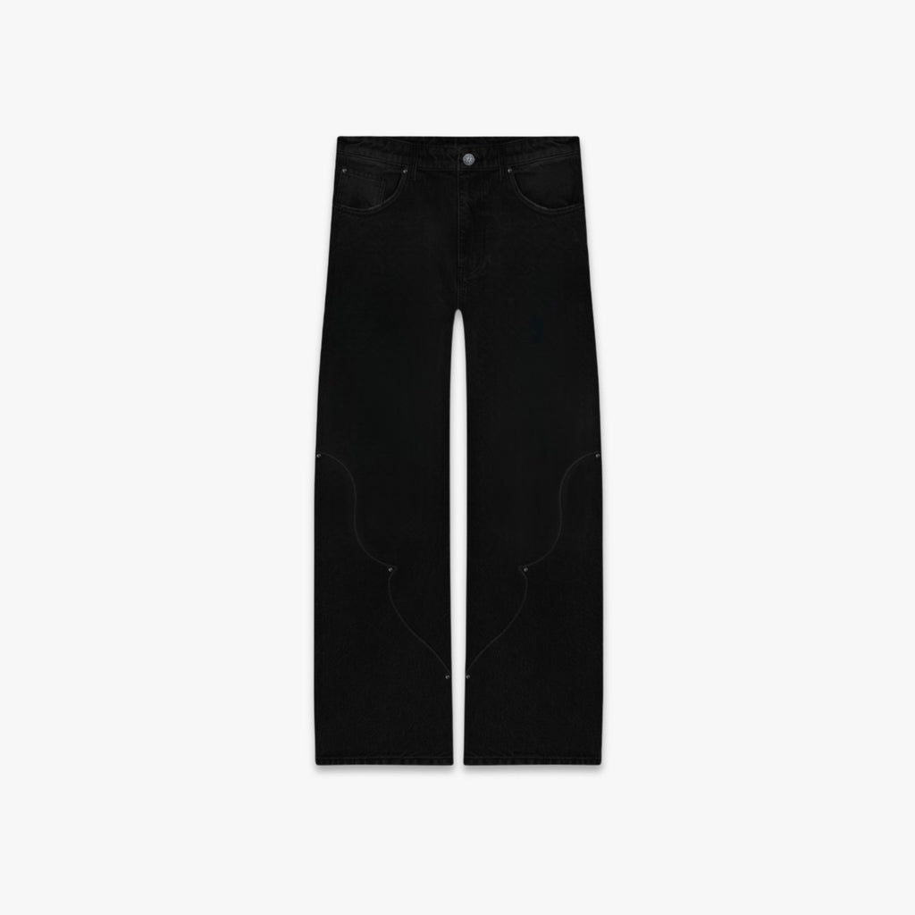 CUT OUT WASHED BLACK DENIM IDOL STUDIOS
