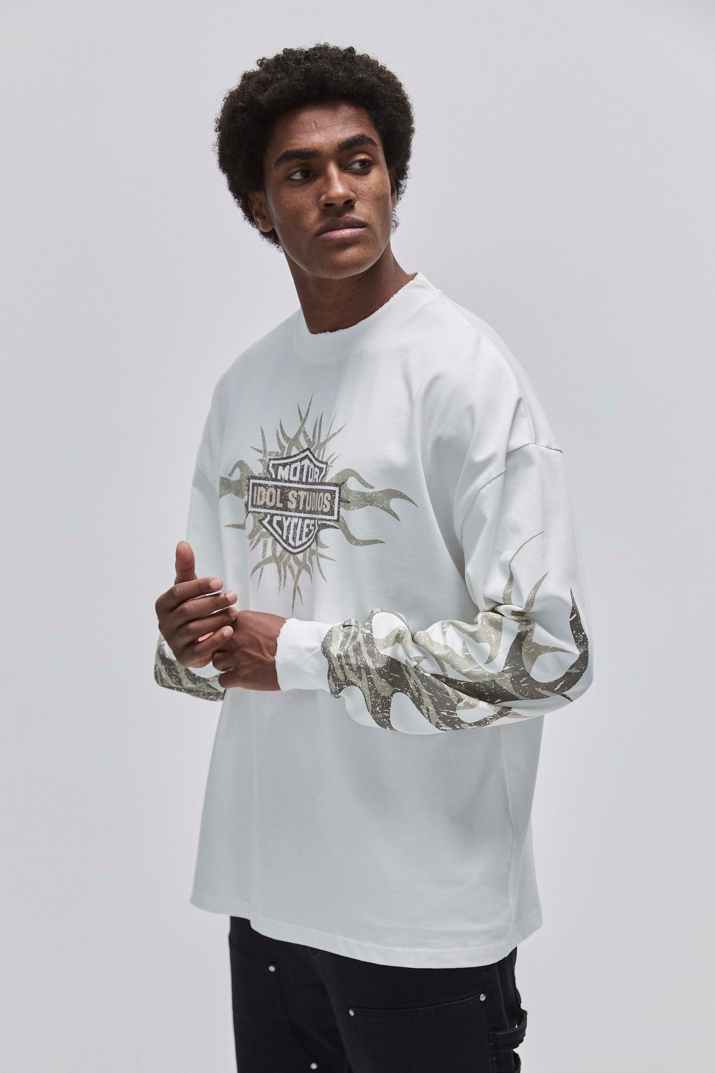 Motorcycle idol long sleeve shirt - stone