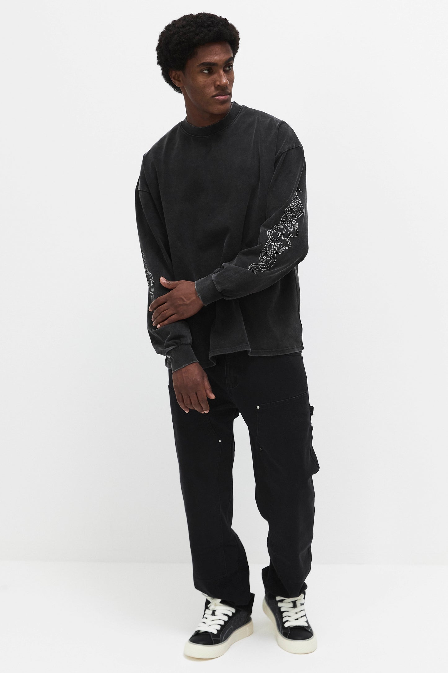 Knifes long sleeve shirt - washed black