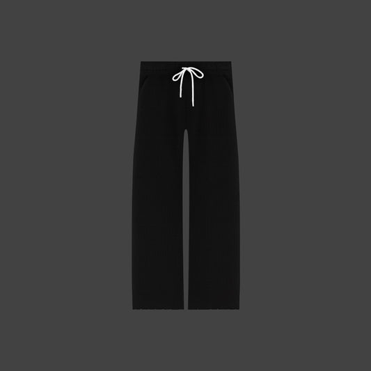 WAFFLE LOUNGE PANTS - BLACK