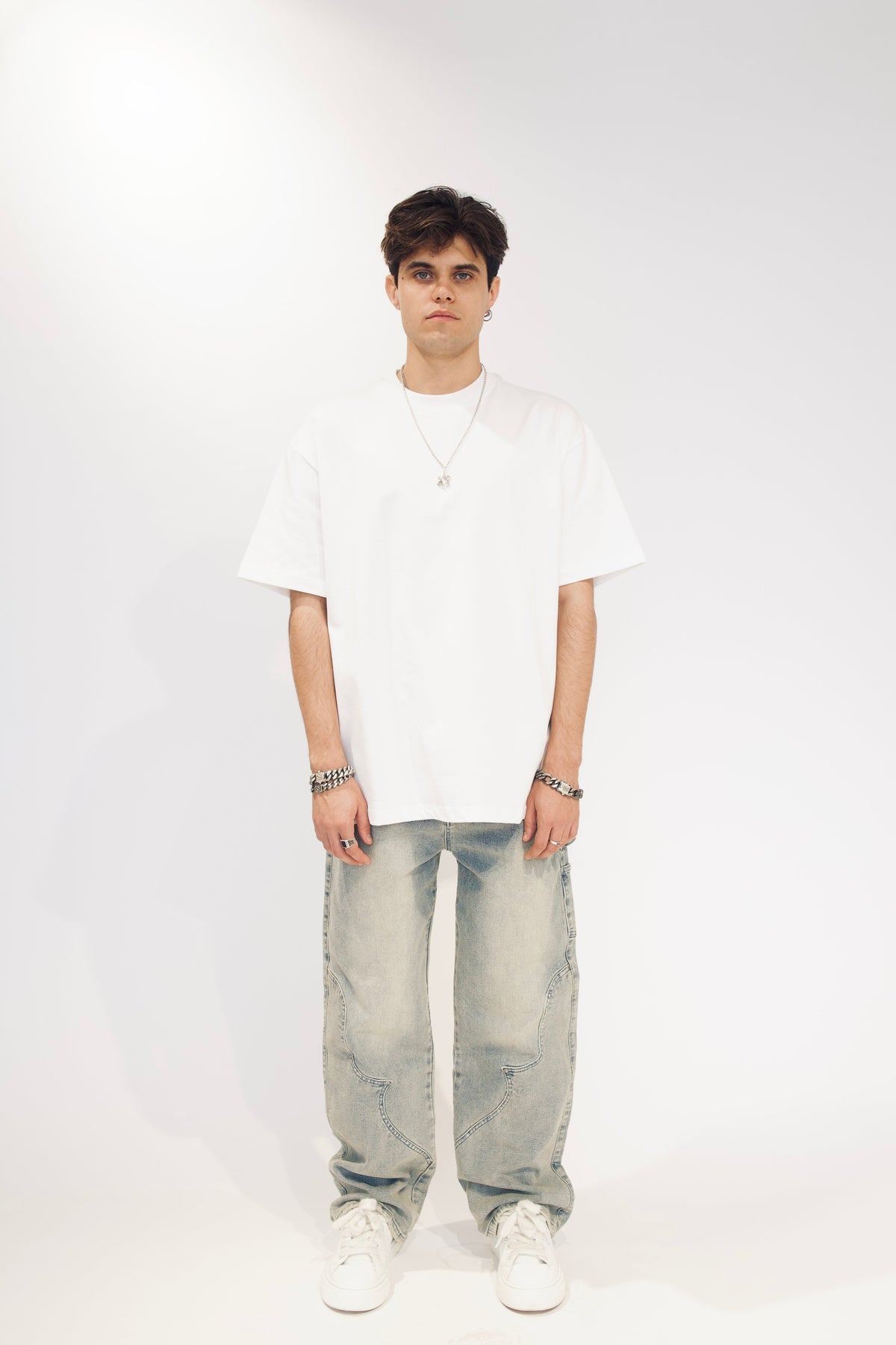 CUT OUT WASHED BLUE DENIM IDOL STUDIOS