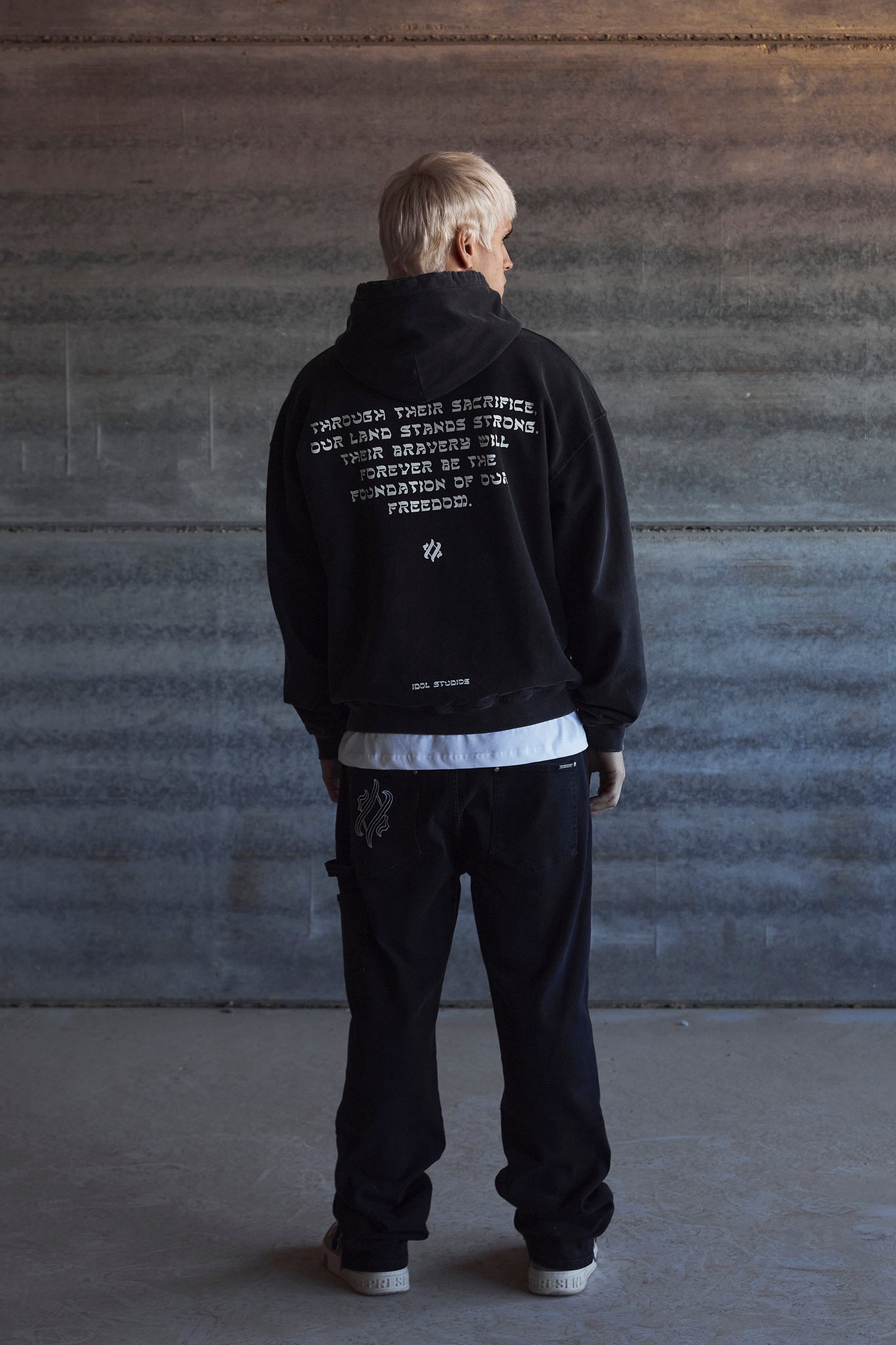 Eternal Knight - black washed hoodie Idolstudios