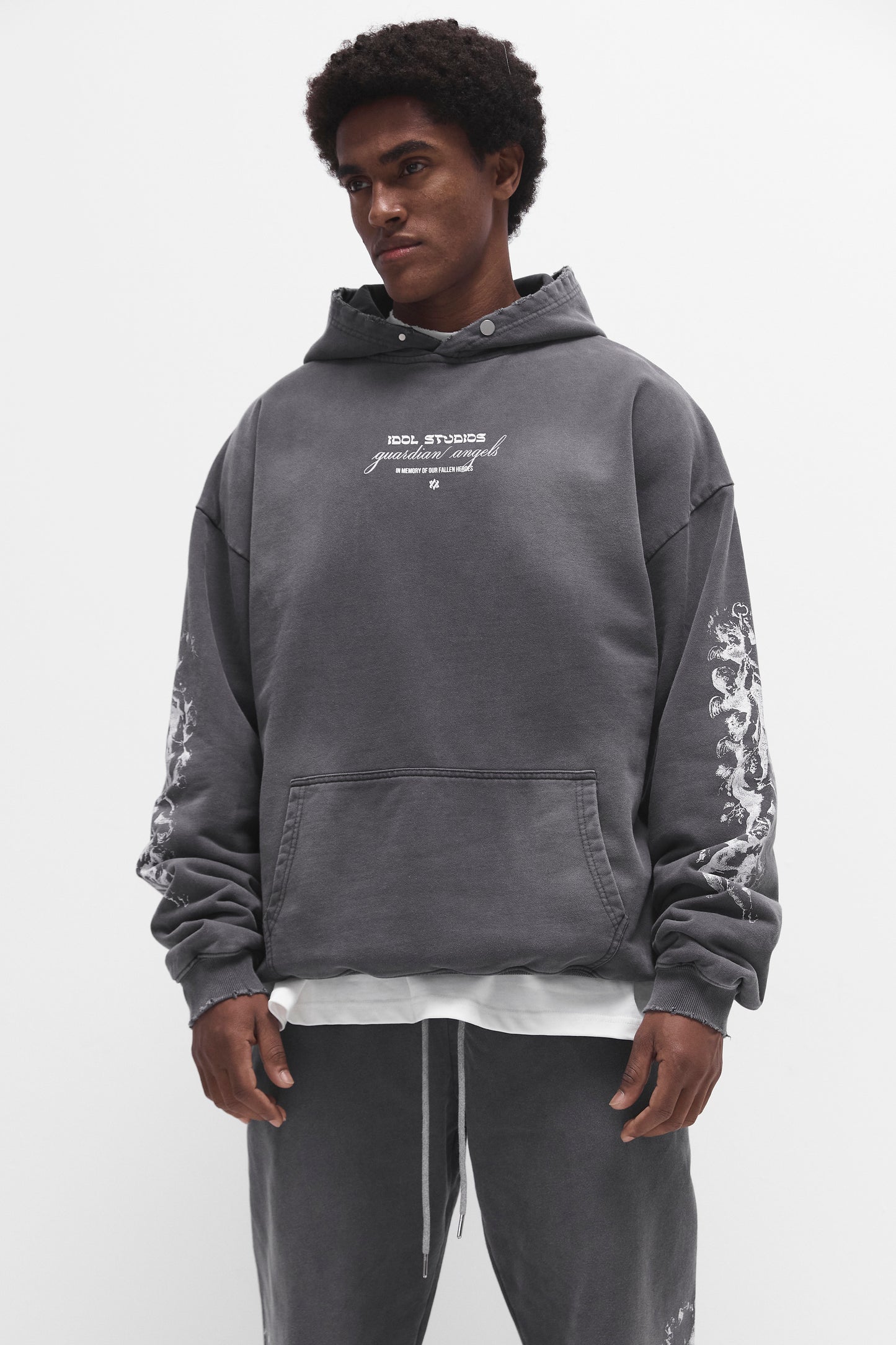 Guardian angels - grey washed hoodie