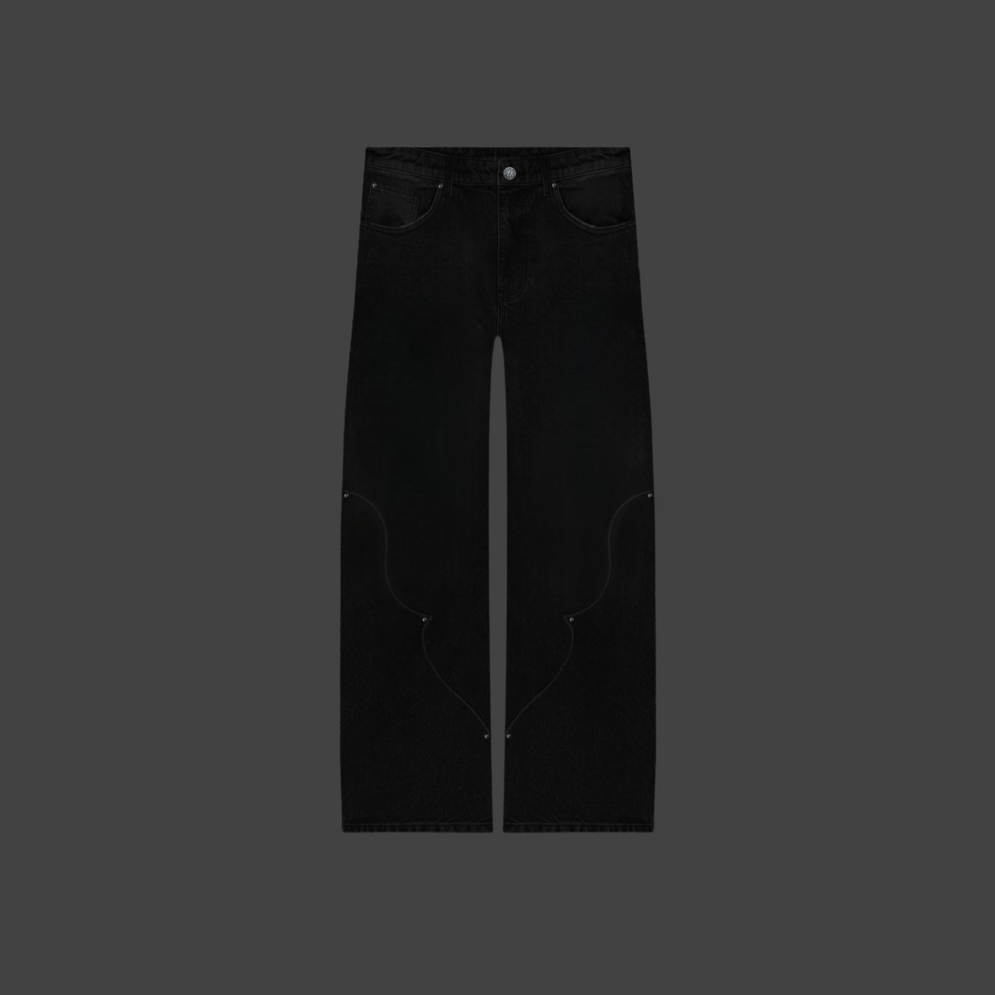 CUT OUT WASHED BLACK DENIM