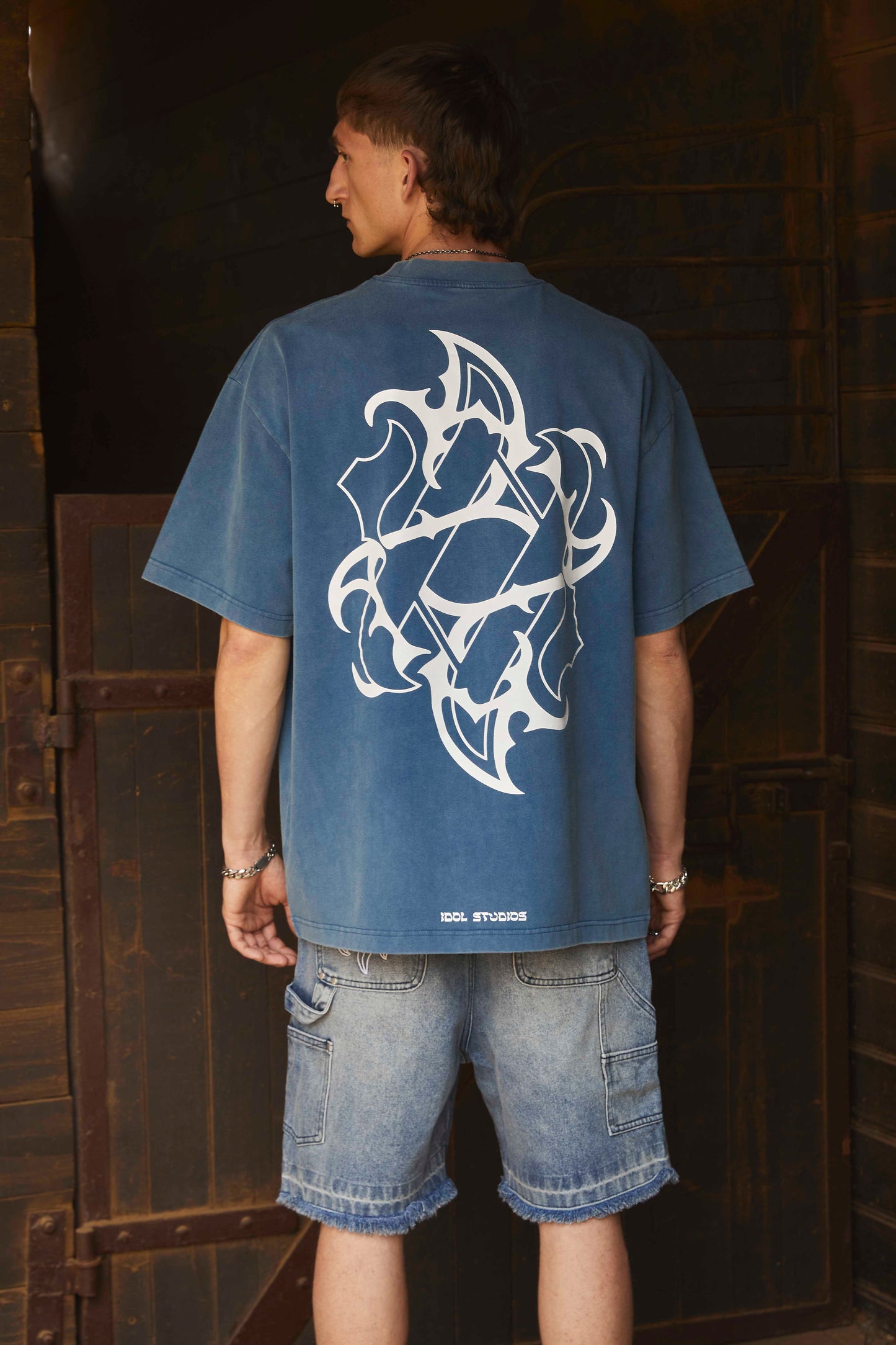Ornate shield - blue sky wash
