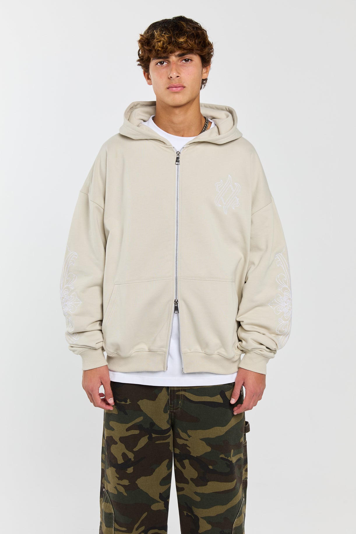 IVORY - BEIGE ZIP HOODIE