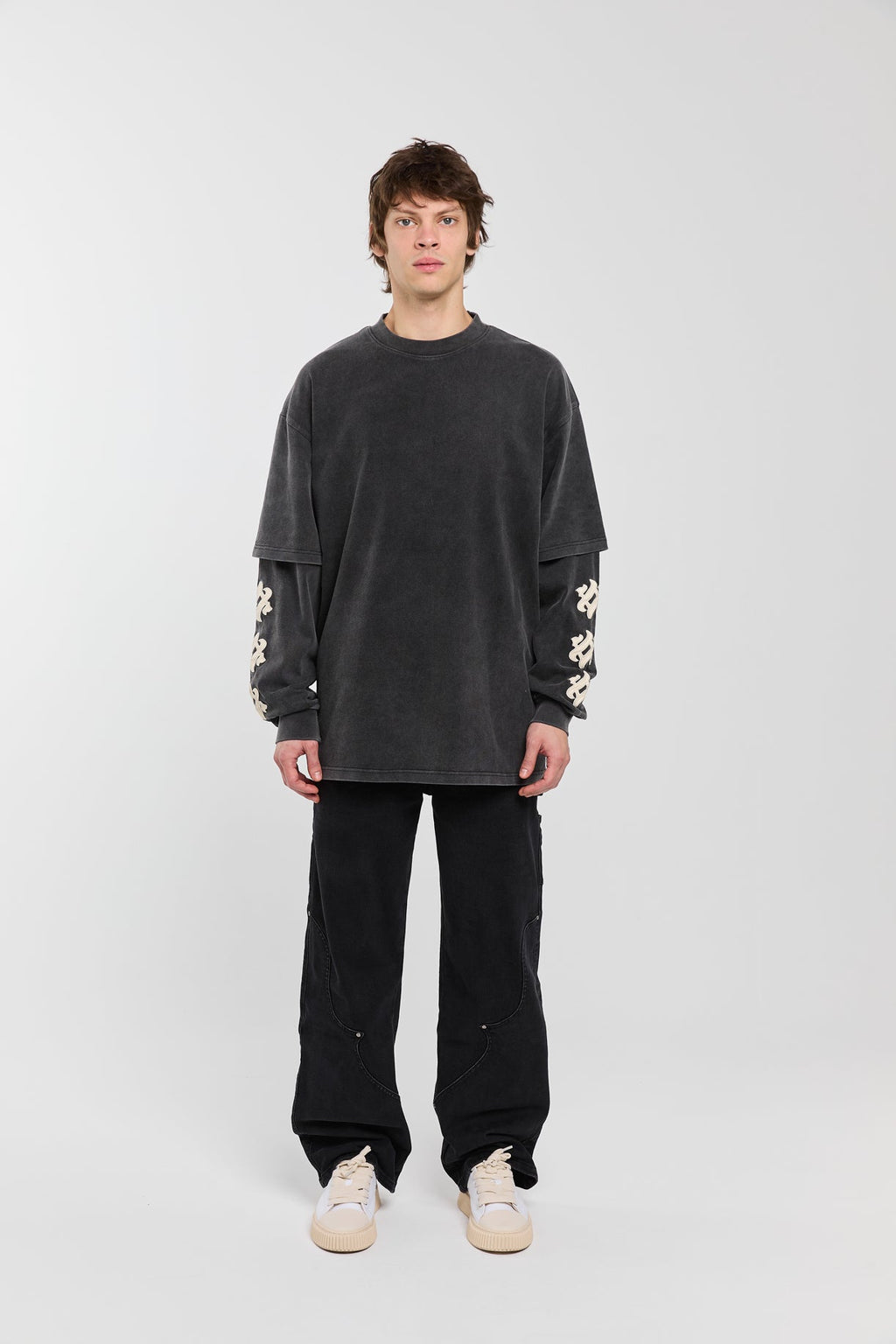 LEATHER - WASHED LONG SLEEVE TEE Idolstudios