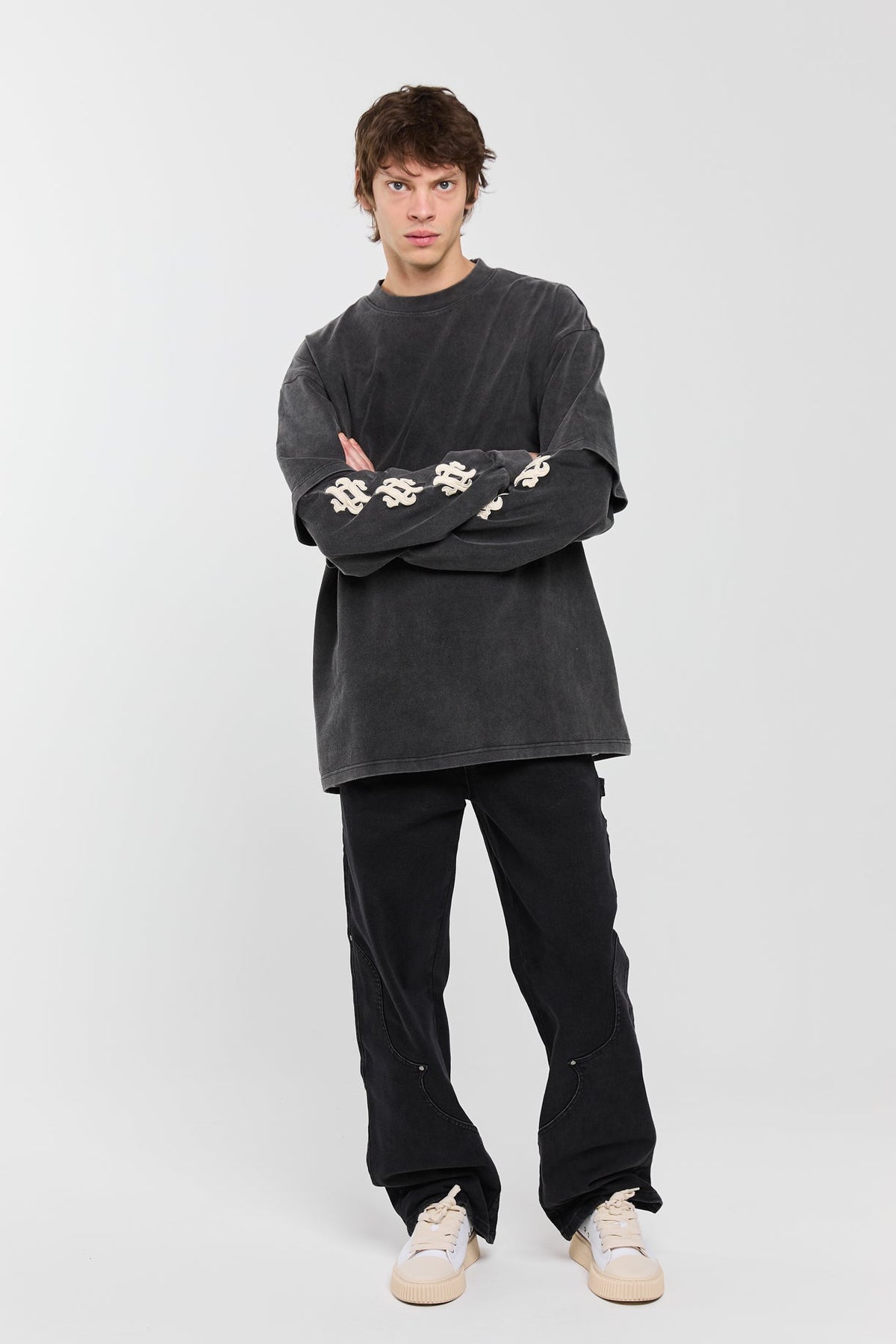 LEATHER - WASHED LONG SLEEVE TEE Idolstudios