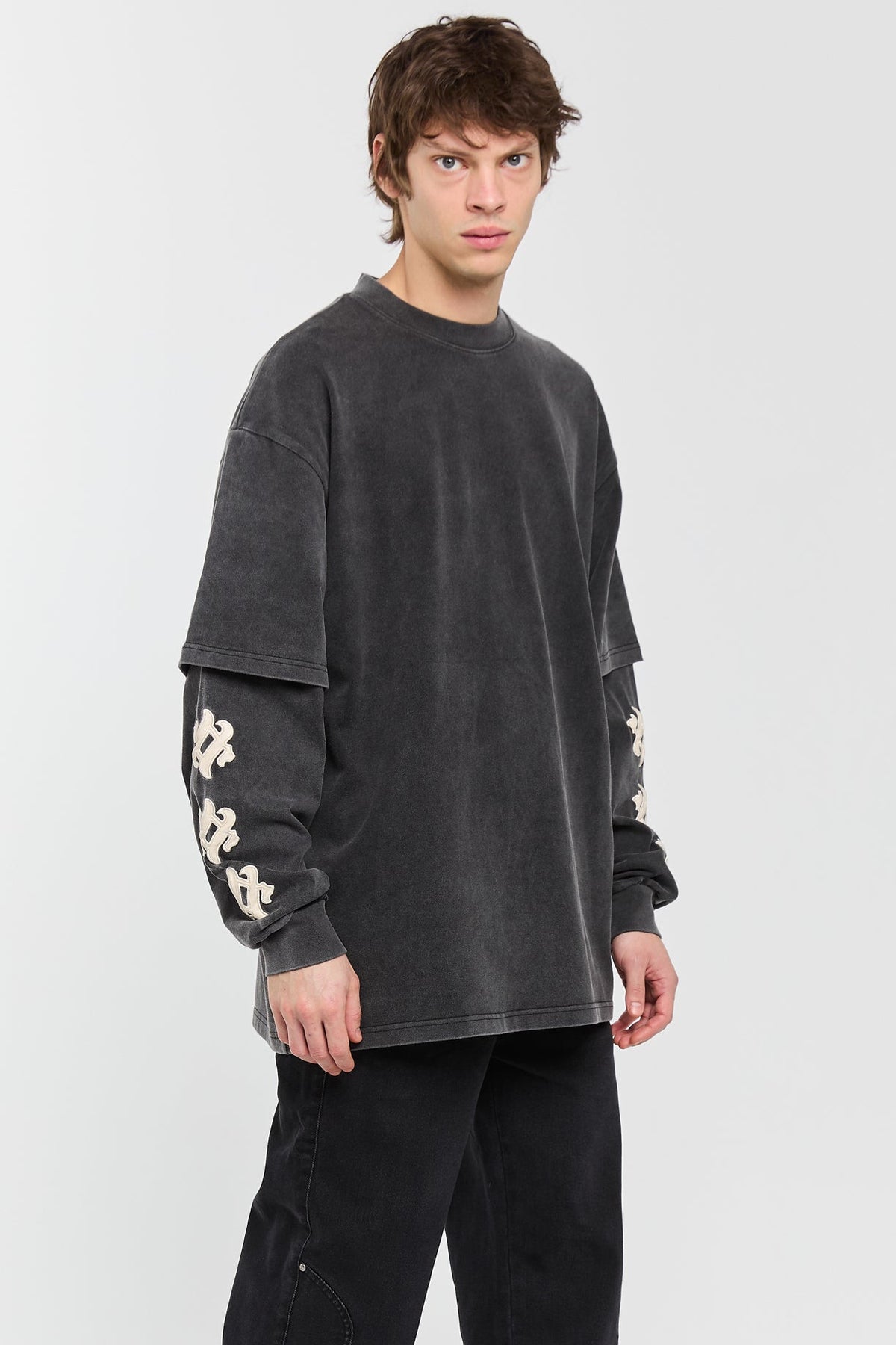 LEATHER - WASHED LONG SLEEVE TEE Idolstudios